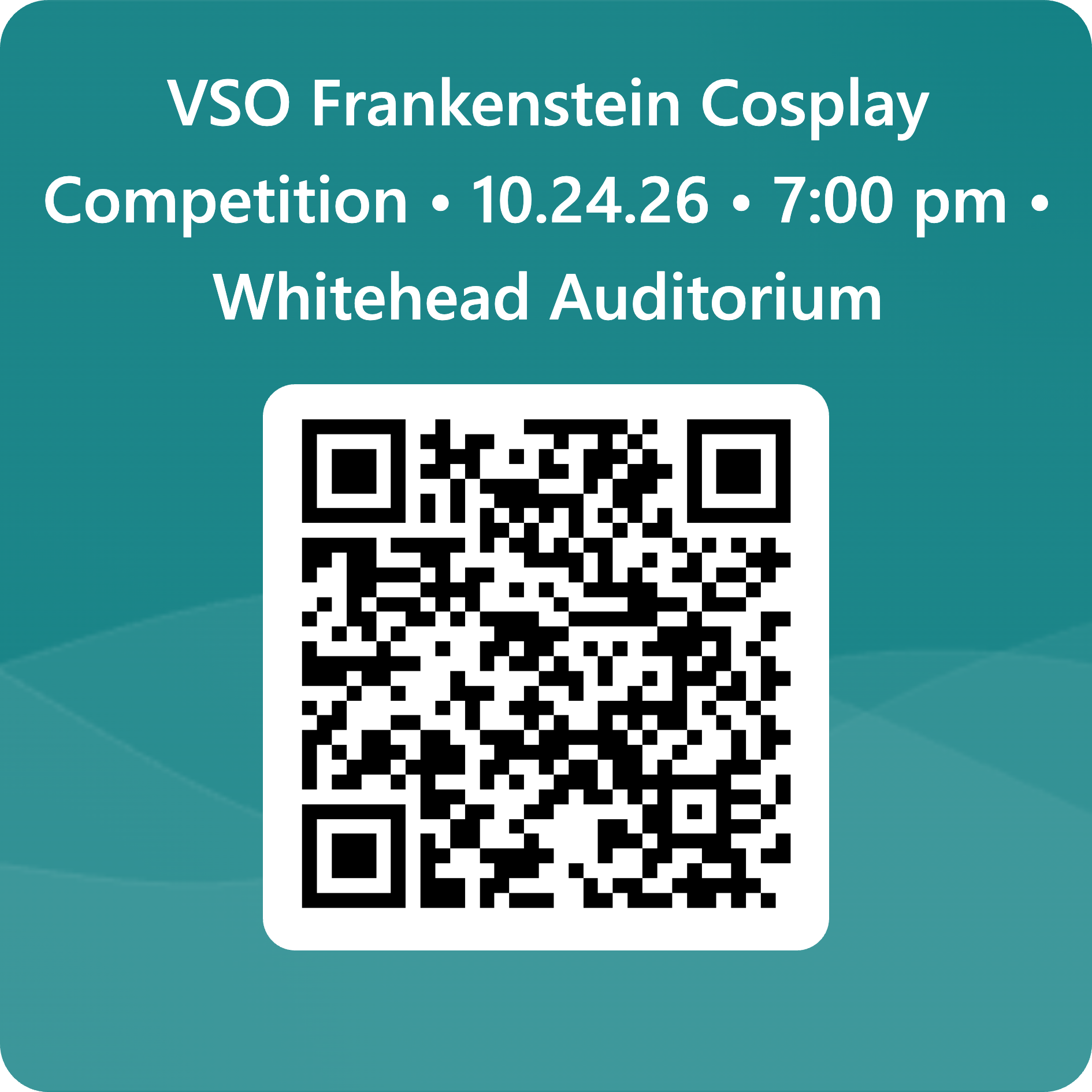 QR code for the VSO Frankenstein cosplay competition registration form